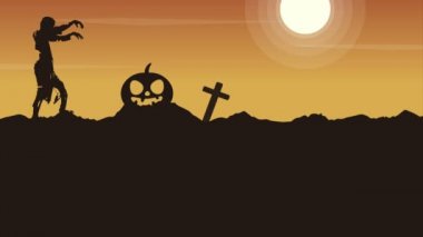 Cadılar Bayramı gecesi zombi manzara arka plan görüntüleri