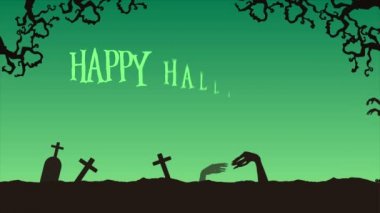 Mutlu Cadılar Bayramı şeker ya da numara animasyon manzara arka plan koleksiyonu