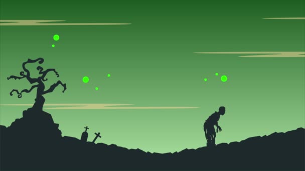 Collection Paysage Halloween Avec Fond Animation Zombie — Video