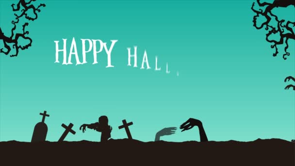 Feliz Halloween Truque Tratar Animação Paisagem Fundo Coleção — Vídeo de Stock