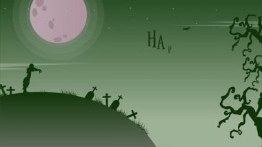 Cadılar Bayramı gün ay animasyon arka plan ile manzara