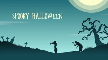 Cadılar Bayramı gün zombi animasyon arka plan manzara