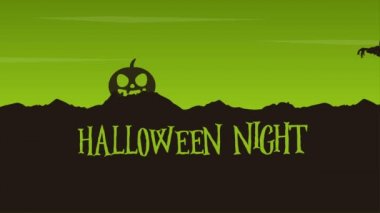 Yeşil arka plan koleksiyon üzerinde halloween gece animasyon