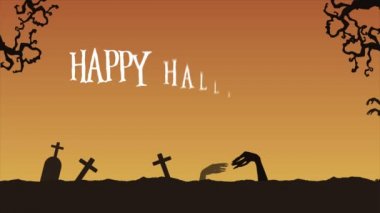 Animasyon mutlu Cadılar Bayramı'nda gece arka plan toplama