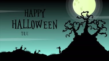 Gece Cadılar Bayramı gün ay animasyon arka plan ile