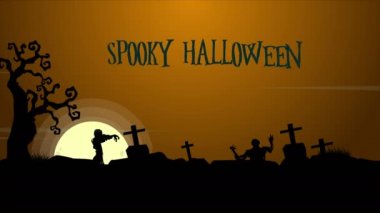 Spooky Halloween manzaraya gece animasyon arka plan