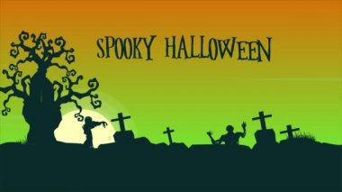Spooky Halloween manzaraya gece animasyon arka plan