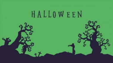 Cadılar Bayramı ürkütücü gece animasyon arka plan koleksiyonu manzara