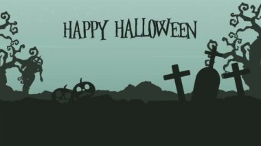 Cadılar Bayramın kutlu olsun peyzaj zombi animasyon arka plan ile