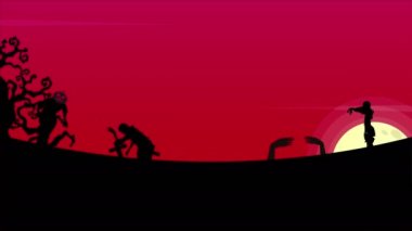 Spooky Halloween muamele etmek ya da gece manzara animasyon arka plan hüner