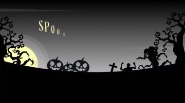 Spooky Halloween muamele etmek ya da gece manzara animasyon arka plan hüner