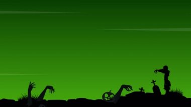 Zombi mezar peyzaj animasyon arka planda ile Halloween