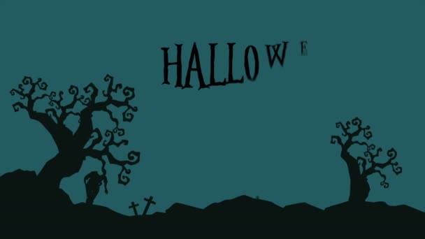 Paisagem Halloween Assustador Noite Animação Fundo Coleção — Vídeo de Stock