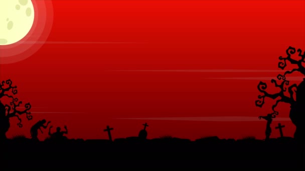 月風景アニメーション背景のハッピーハロウィン — ストック動画