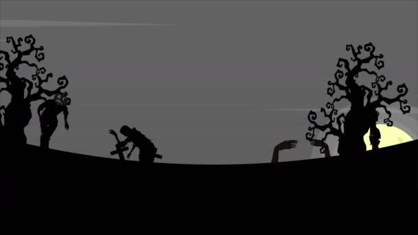 Gruseliges Halloween Vergnügen Oder Trick Bei Nacht Landschaft Animation Hintergrund — Stockvideo