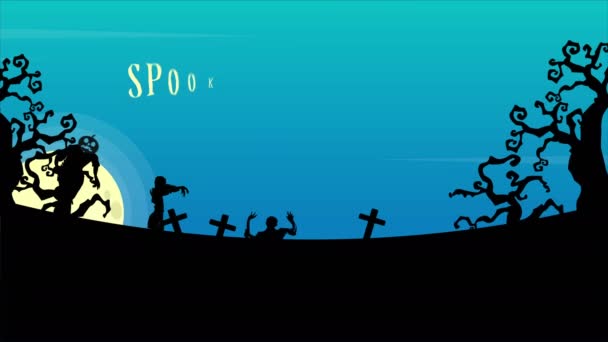 Fantasmagorique festin d'Halloween ou astuce la nuit paysage animation fond 