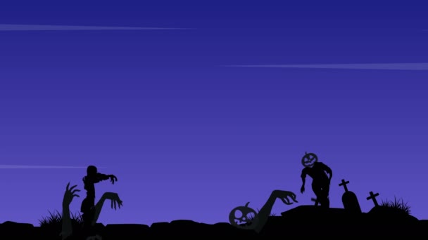 Halloween Med Zombie Graven Landskap Animation Bakgrunden — Stockvideo