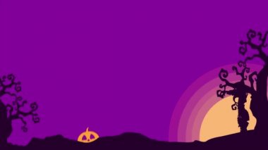 Animasyon Cadılar Bayramı peyzaj gece arka plan koleksiyonu