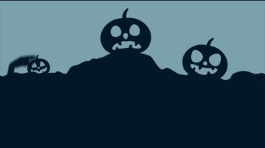 Spooky Halloween gece parti manzara animasyon arka plan