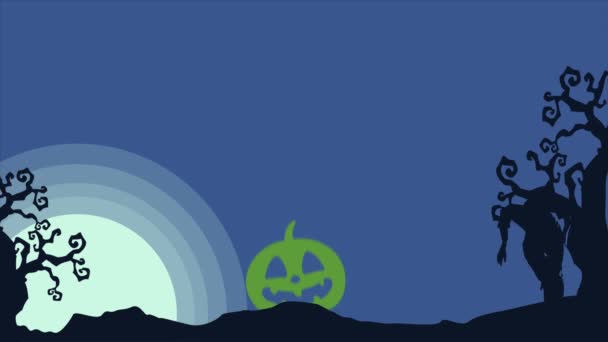 Animatie Van Halloween Landschap Bij Nacht Achtergrond Collectie — Stockvideo
