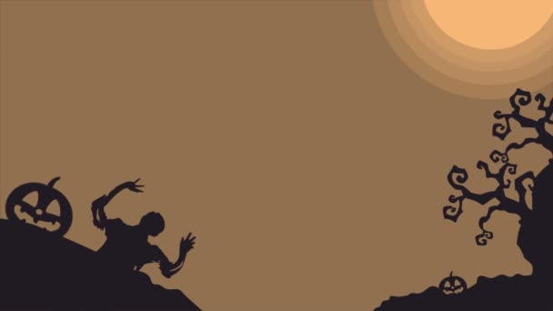 Cadılar Bayramı Nda Gece Manzara Arka Plan Koleksiyonu Görüntüleri — Stok video