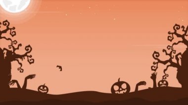 Gece Cadılar Bayramı ürkütücü manzara animasyon arka plan