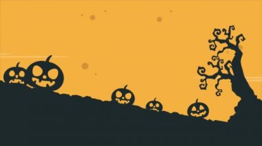 Manzara Halloween balkabağı korkunç animasyon arka plan ile
