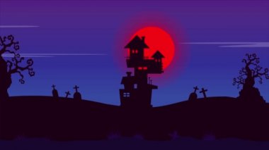 Halloween house korkunç manzara animasyon arka plan ile