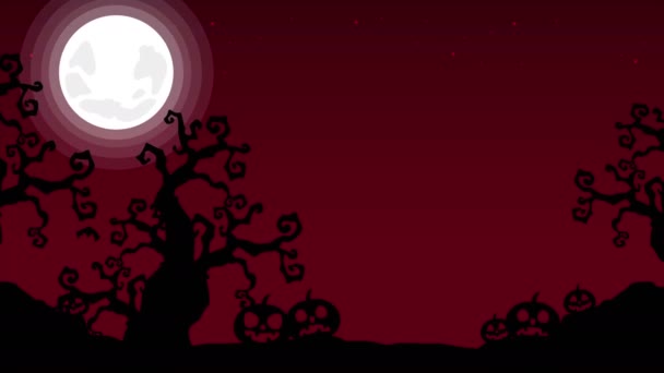 晚上万圣节幽灵景观动画背景 — 图库视频影像