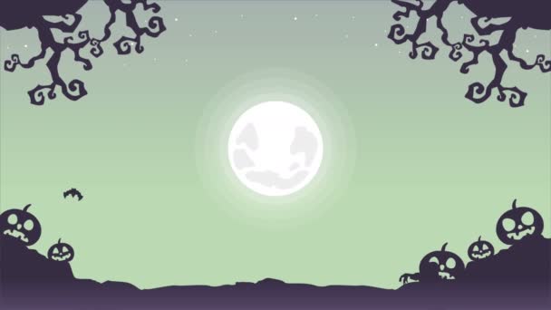 Noc Halloween Spooky Krajobraz Animacji Tła — Wideo stockowe