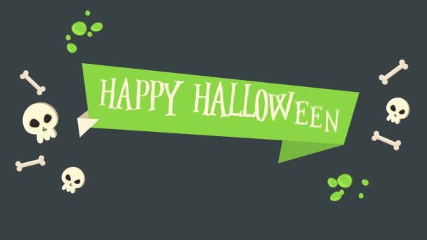 Animación Halloween Feliz Con Colección Fondo Del Cráneo — Vídeo de stock