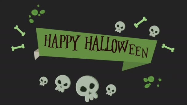 Animación Halloween Feliz Con Colección Fondo Del Cráneo — Vídeos de Stock