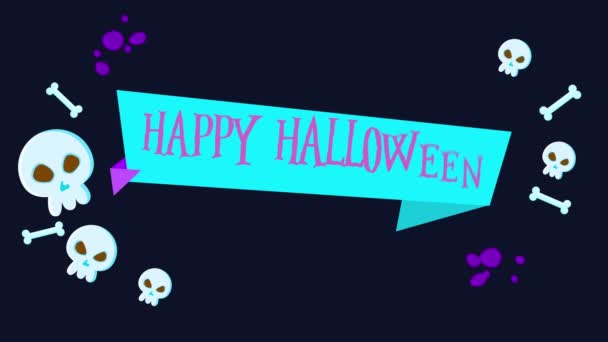 Animación Halloween Feliz Con Colección Fondo Del Cráneo — Vídeos de Stock