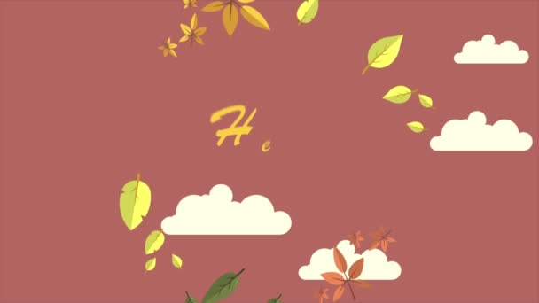 Olá Outono Com Folhas Fundo Coleção Animação Cartão — Vídeo de Stock