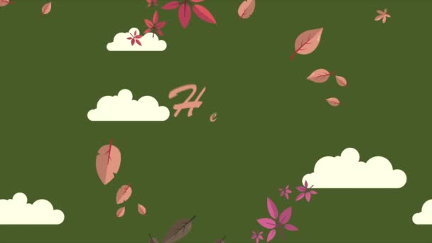 Olá Outono Com Folhas Fundo Coleção Animação Cartão — Vídeo de Stock