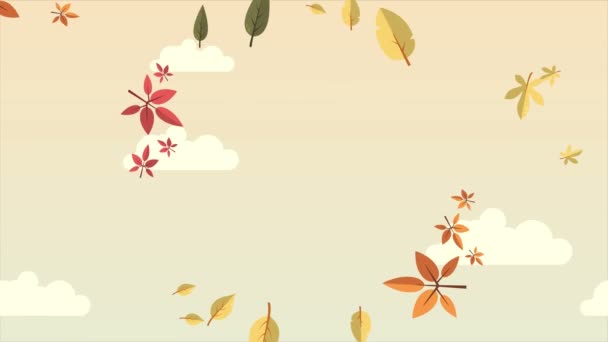 Hallo Herbst Mit Blättern Hintergrundkarte Animation Sammlung — Stockvideo