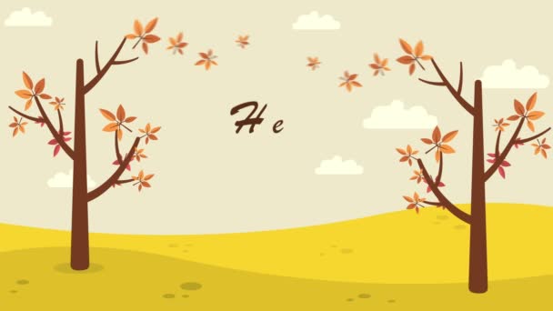 Herbst Landschaft Mit Herbstblättern Animation Hintergrundsammlung — Stockvideo