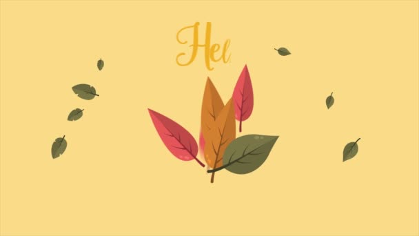 Fond Bonjour Automne Avec Collection Animation Feuilles — Video