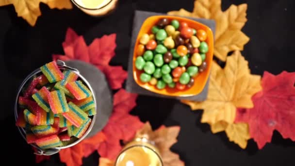 Halloween Dzień Różnych Kolekcji Nagrań Candy — Wideo stockowe