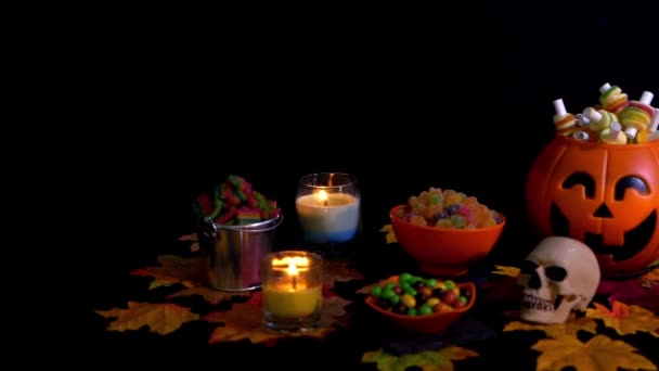 Halloween Černém Pozadí Candy Animace Kolekce — Stock video