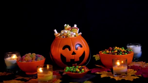 Buon Halloween Con Varie Caramelle Collezione Filmati — Video Stock