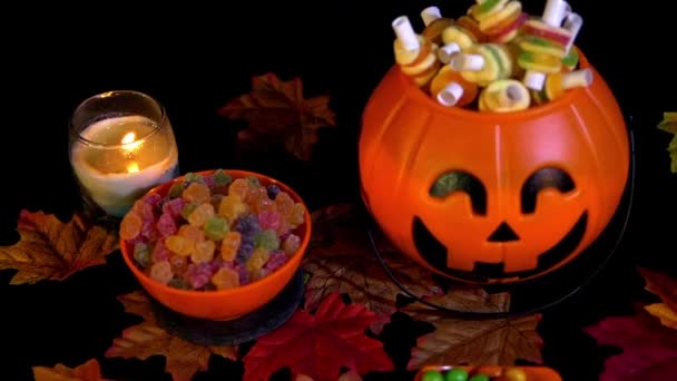 Halloween Day Various Candies Maple Animation Collection — Stock Video