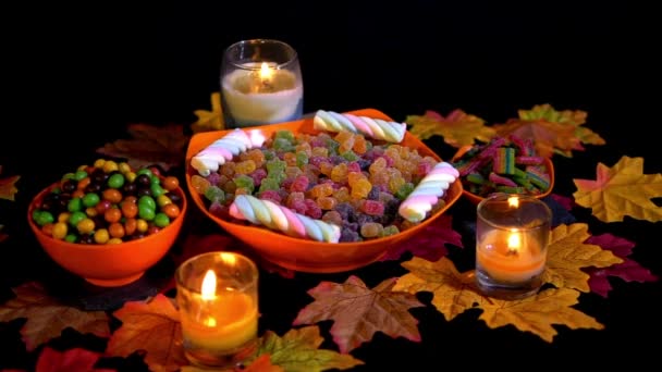 Cadılar Bayramı Gün Çeşitli Şekerler Akçaağaç Animasyon Koleksiyonu — Stok video