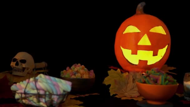 Cadılar Bayramı Gün Kabak Lentern Animasyon Koleksiyonu Ile — Stok video