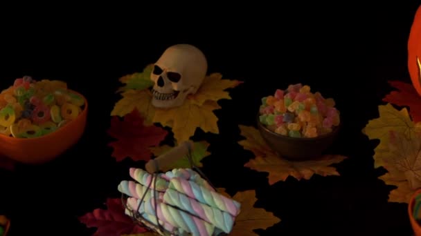 День Хеллоуїна Колекцією Анімації Гарбузами — стокове відео