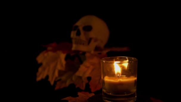 Halloween Prop Péter Gyertyát Fekete Háttér Animáció Gyűjtemény — Stock videók