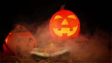 Cadılar Bayramı gün kabak lentern koleksiyonu ile görüntüleri