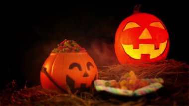 Cadılar Bayramı gün kabak lentern koleksiyonu ile görüntüleri