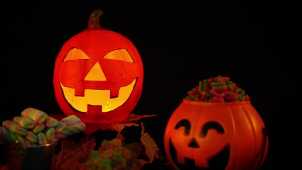Journée Halloween Avec Accessoire Sur Fond Noir Collection Séquences — Video