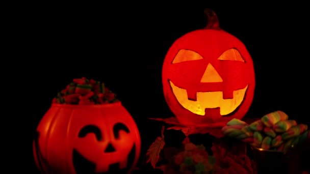 Halloween Dzień Prop Czarnym Tle Nagrania Kolekcji — Wideo stockowe